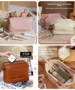 Double layer leather cosmetics pouch SK