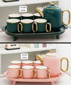 Ceramic tea set with tray