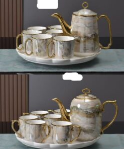 Ceramic tea set with rotating tray