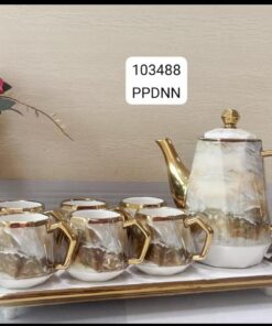 Ceramic tea set with tray