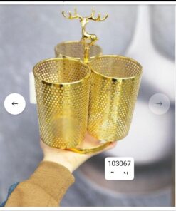 Steel golden cutlery holder rotating