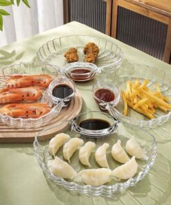 Plastic Shell Dumpling plate, Salad Bowl for Fruit Potato Chips Vinegar Plate Split Dumplings