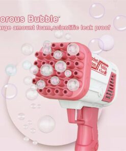 Bubble Machine for Kids, 32 Hole Rocket Boom Bubble Gun for Toddlers