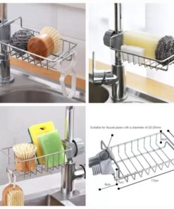 Soap Dish Holder Stainless Steel Faucet Drain Rack Kitchen Sink Shelving Rag Cleaning Utensils Storage Organizer Rack Kitchen