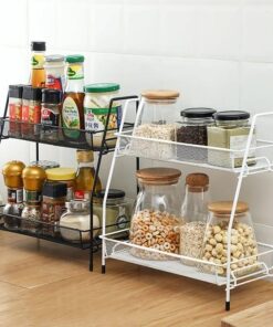2 Layer Kitchen Storage Rack Cosmetics Desktop Storage Box Spice Organizer Dish Drainer Holder Bathroom Desk Shelf
