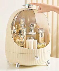 Stylish 360° Rotate Makeup Organizer Large Cosmetic Storage Box for Vanity All-In-One Dust and Water-Proof Organizer