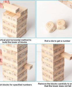 54Piece Beech Digital Large Stacking High Wooden Children Stacking Blocks Early Education Toys