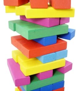 54Pcs Colorful Wooden Wood Layer Stack Tumbling Large Tower Wooden Stacking Building Block