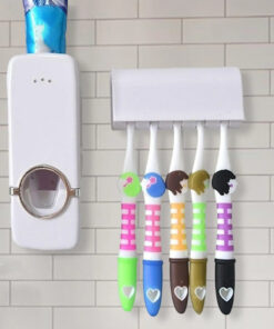 Automatic Plastic Toothpaste Dispenser with 05 Toothbrush Holder - Toothpaste Squeezer For Homes And Bathrooms