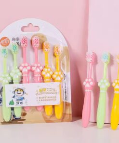 Soft Bristled Toothbrush For Children's Cartoon Cat Claw Design Soft Rubber Brush Handle Kids Household Toothbrush Set