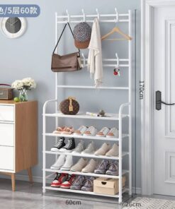 5-Tier Coat and Shoe Rack with Storage Shelf &  Hooks – Freestanding Organizer for Entryway & Bedroom