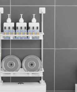 2 Layer Multipurpose Bathroom Rack - No Drilling Adhesive Storage Solution
