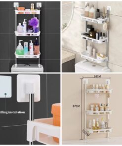 3 Layer Multipurpose Bathroom Rack - No Drilling Adhesive Storage Solution