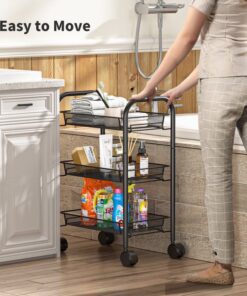 Costway 3 Tier Storage Rack Trolley Cart Home Kitchen Organizer Utility Basket