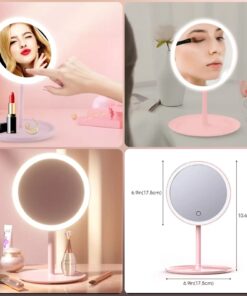 LED Light Makeup Mirror Re-chargeable Vanity Mirror with Detachable Storage Tray 3 Level of Brightness Touch Screen