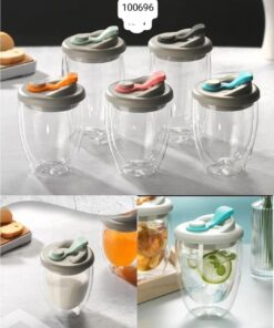 Double wall glass with lid 350ml
