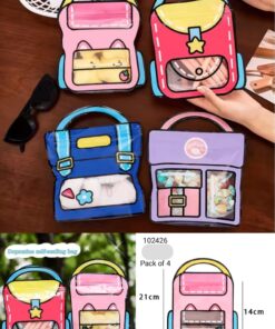 8pcs school beg shape ziplock bag