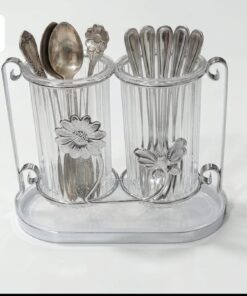 Cutlery holder acrylic and metal stand
