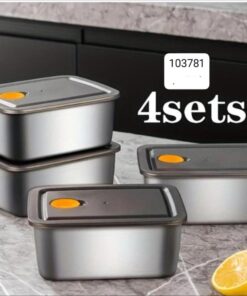 4pcs steel container with airtight lid
