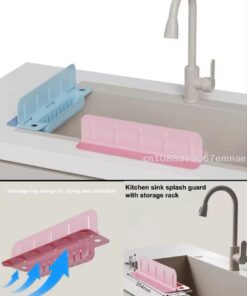 Kitchen sink plash guard with storage
