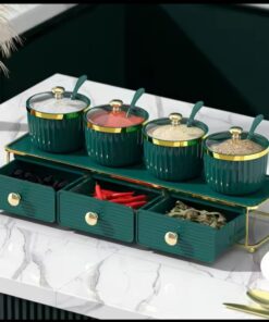 ‌Luxury Spice Set, Double-Tier Kitchen Organizer metal