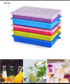 24 cube silicone Ice tray with lid (Pack of 2)