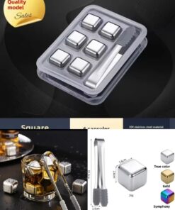 Reusable 6pcs stainless steel ice cube with tong