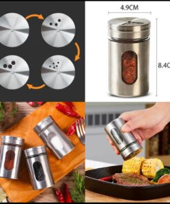 Salt and pepper glass and metal (Pack of 4 pcs)