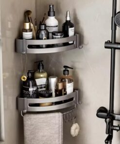 Pack Of 2 Aluminum Multiple Black Corner Shelf