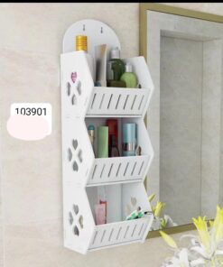 Wall mounted sticking 3 compartment rack wood