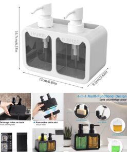 Double soap dispenser with sponge holder
