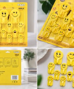 10 PCS Smiley Face Self-Adhesive Wall Hooks (Pack of 2)