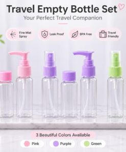 3PCS Travel Empty Bottle Set with Transparent Pouch (Pack of 2)