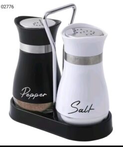 Salt and pepper glass material with stand