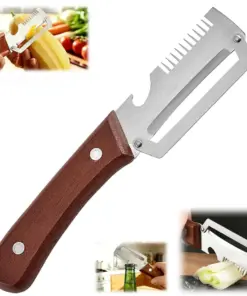 Multifunctional Vegetable Peeler，With wooden handle & bottle opener and grater